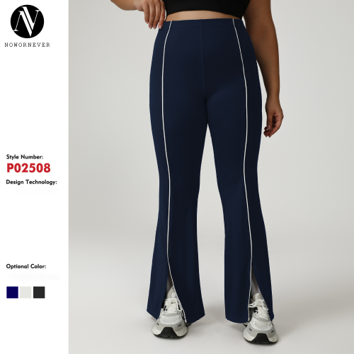 OEM ODM Manufacturer: High-Waist Plus Size Casual Flared Pants, Custom Color Block Slimming Workout & Yoga Activewear for Brands & WholesalersP02508