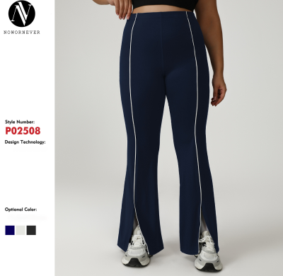 OEM ODM Manufacturer: High-Waist Plus Size Casual Flared Pants, Custom Color Block Slimming Workout & Yoga Activewear for Brands & WholesalersP02508