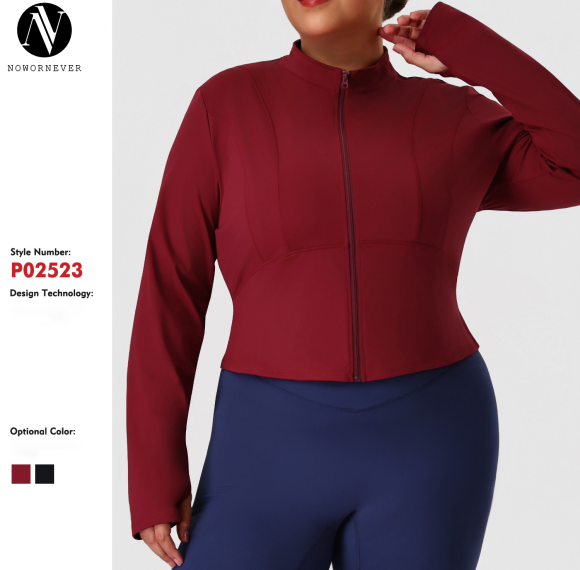 ODM Plus Size Activewear Jackets Supplier – Women's Slim Fit Tummy Control Cycling Gym Outerwear for Importers, Retailers & Private Label Sportswear Lines.P02523