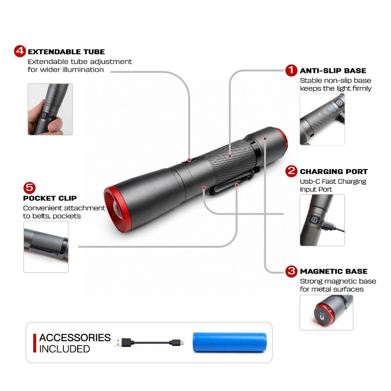 led pocket flashlight exploded view diagram