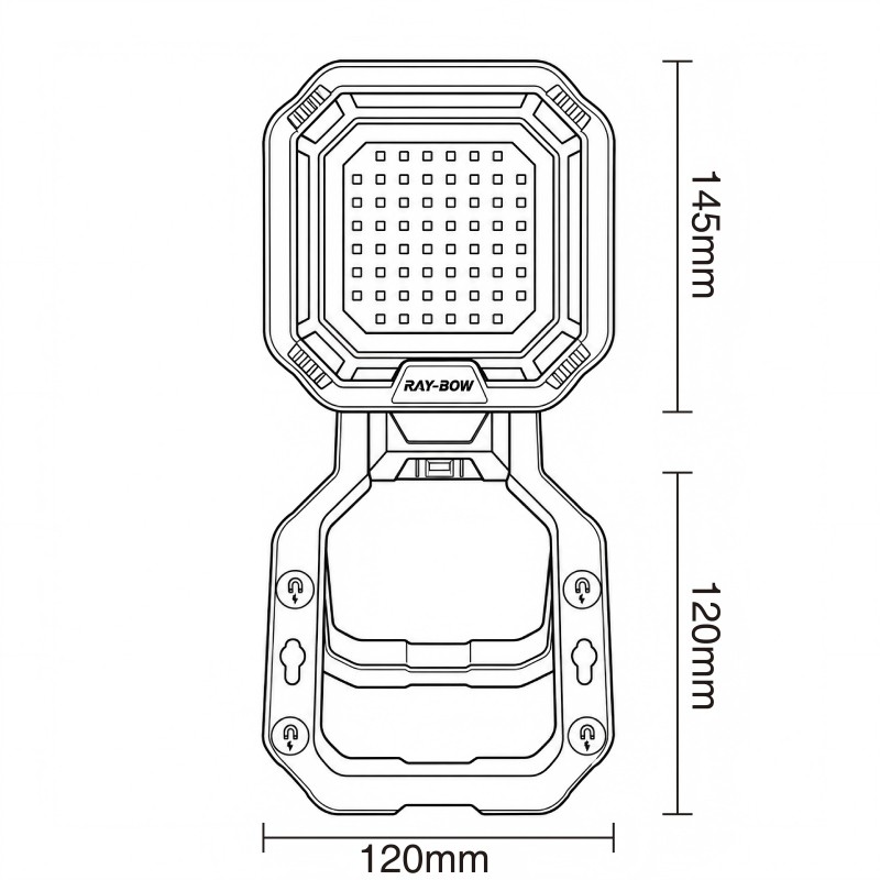 Dimension of bright led flood lamp​ XS-GZR1004