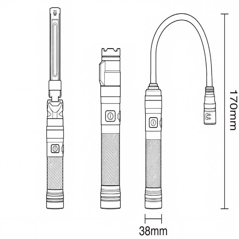 Dimension of flexible magnetic work light​ XS-W0033