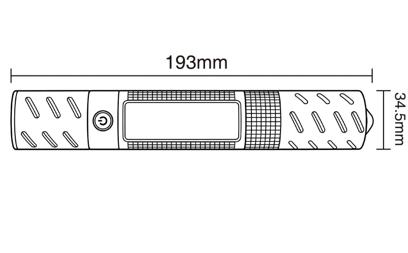 Dimension of auto rechargeable flashlight​ XS-RB-1202E