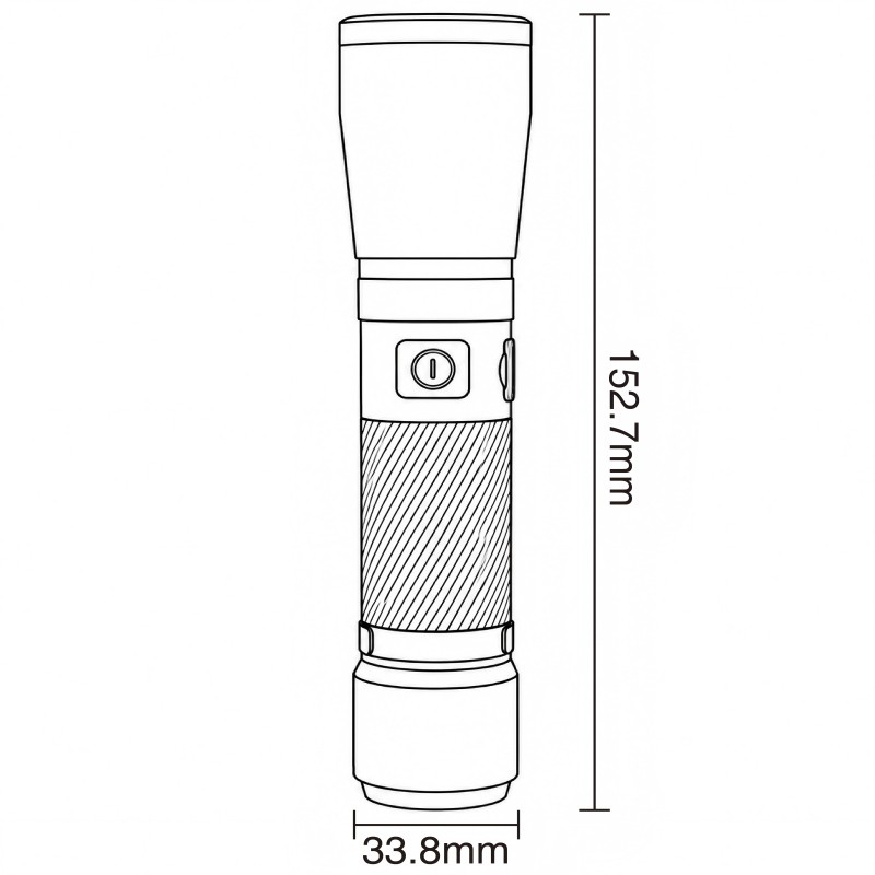 Dimension of tactical pocket flashlight XS-F0001 / XS-F0002