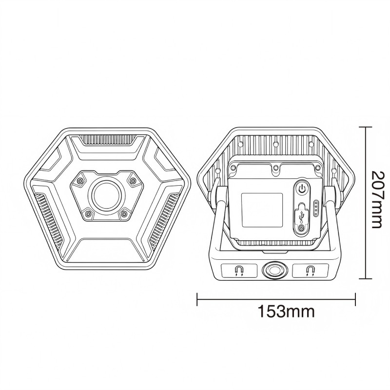 Dimension of bright led flood light​ XS-XY510-1 / XS-XY510-1-H