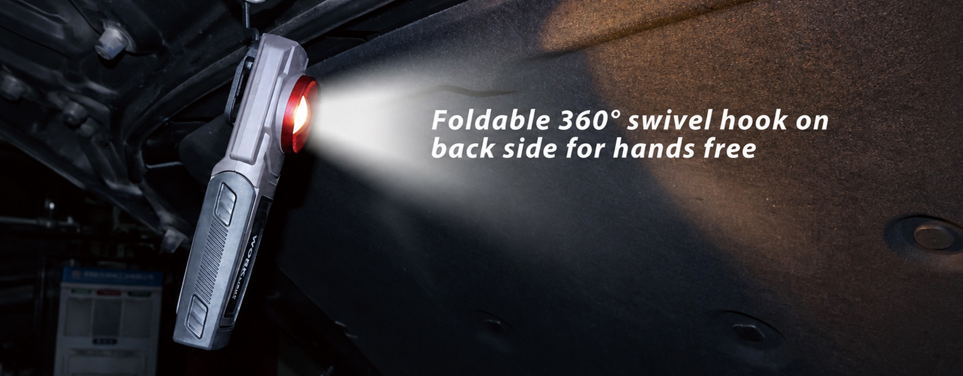 paint inspection light positioned under vehicle hood for paint quality checking