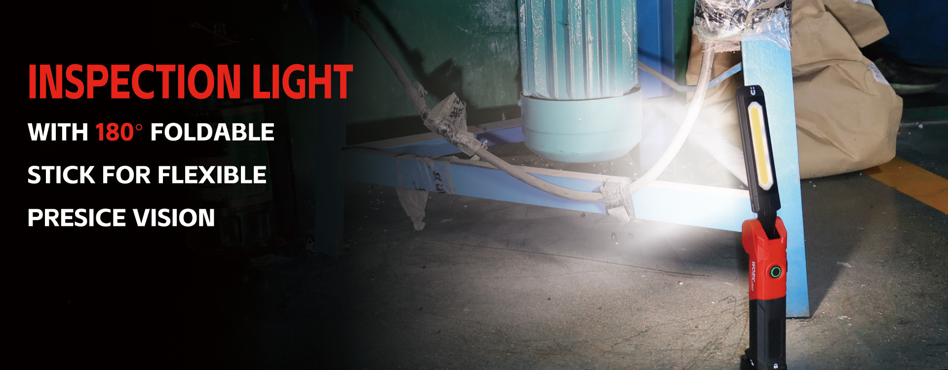 xs-gzr1016 xs-w0050a inspection work light with 180 degree foldable stick and cob led lighting