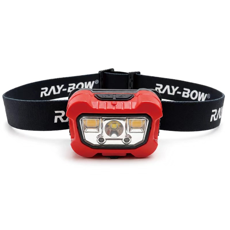 ed custom-color rechargeable headlamp with black elastic headband, front product view