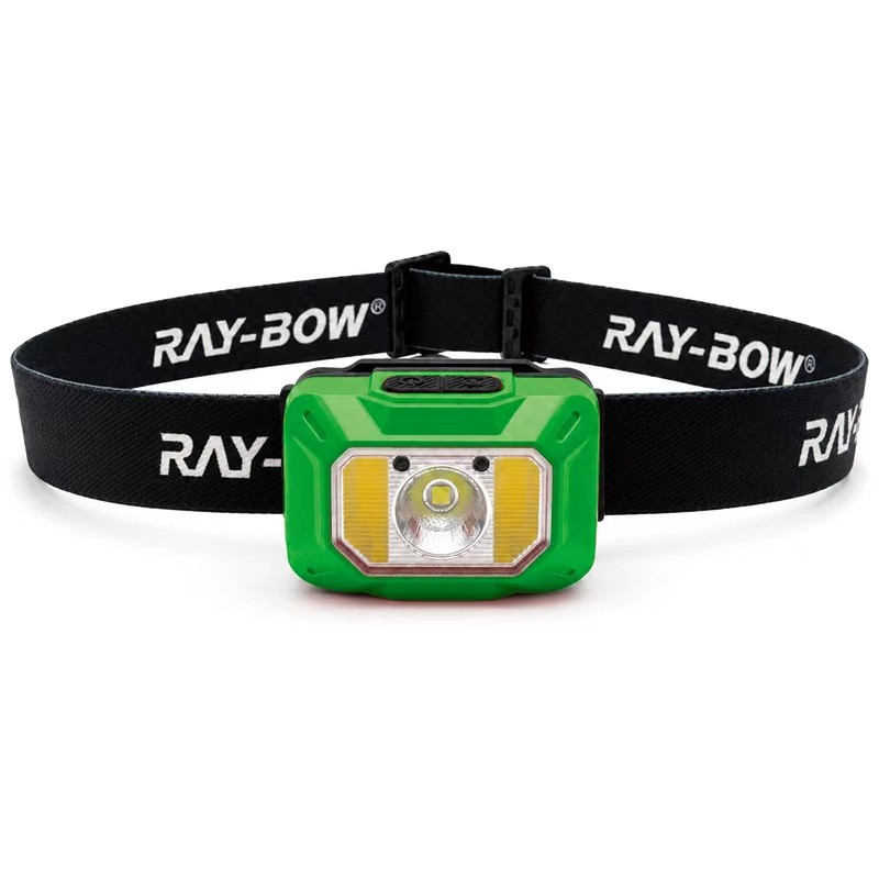 green hard hat light with black elastic headband, front product image for color customization