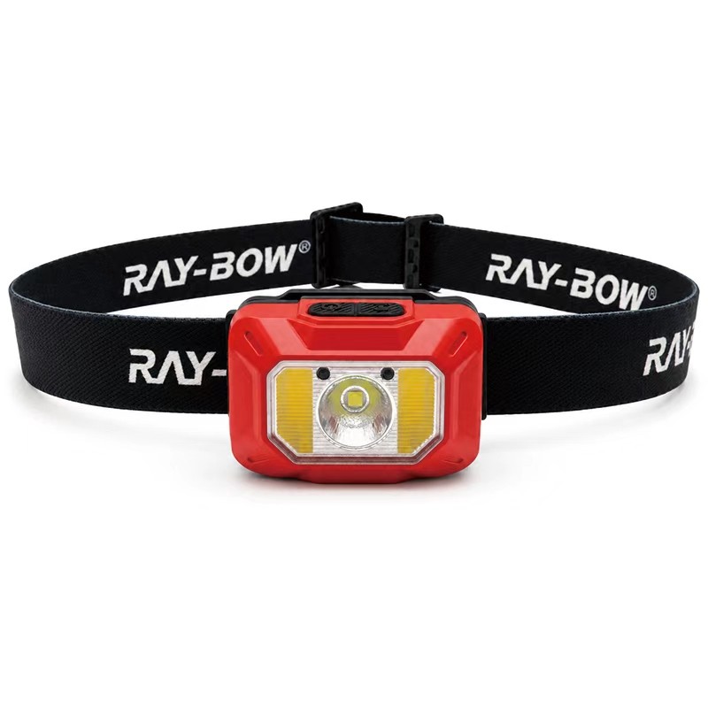 red hard hat light with black elastic headband, front product image for color customization