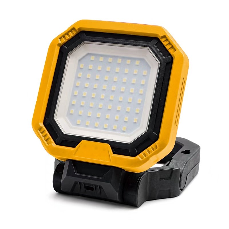 yellow led flood lamp with adjustable base, front product view for OEM color customization
