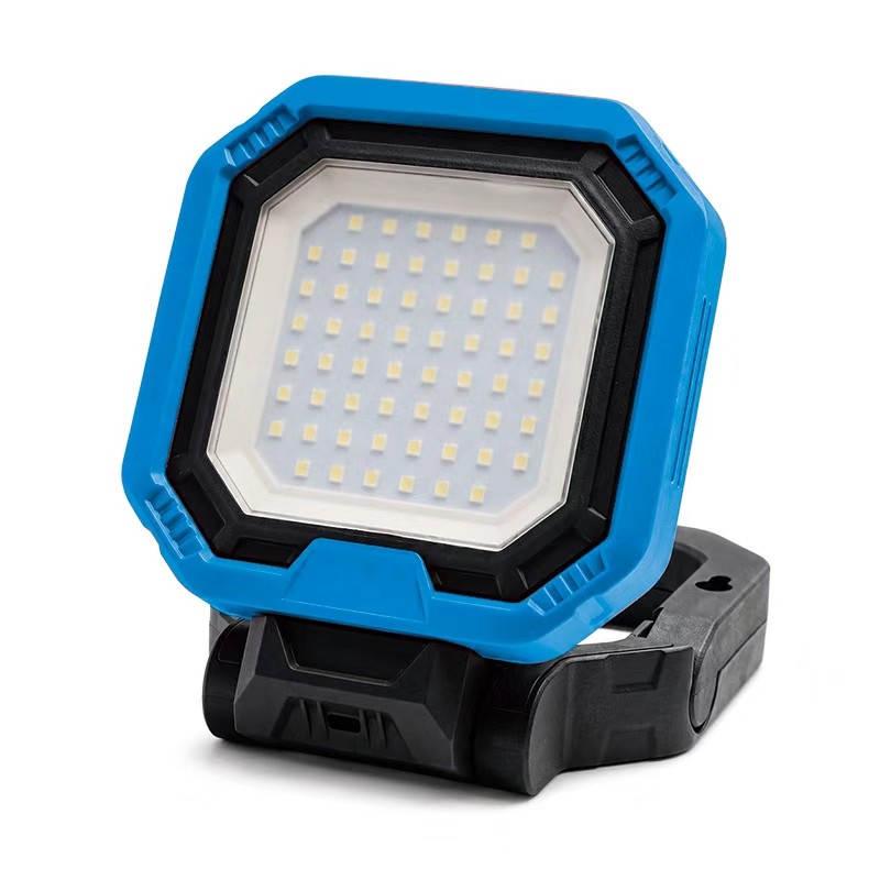 blue led flood lamp with adjustable base, front product view for OEM color customization