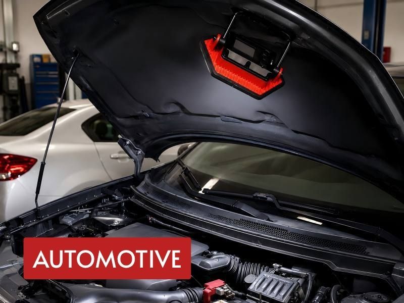 led flood light for garage mounted under a car hood to illuminate the engine bay during maintenance