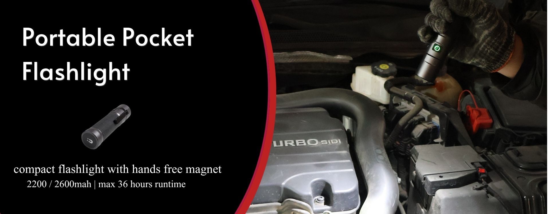 compact edc flashlight used for close engine bay inspection with magnetic hands-free positioning and long runtime