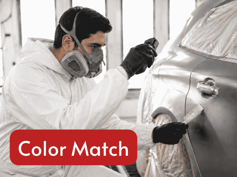 technician checking vehicle color with high cri paint inspection light