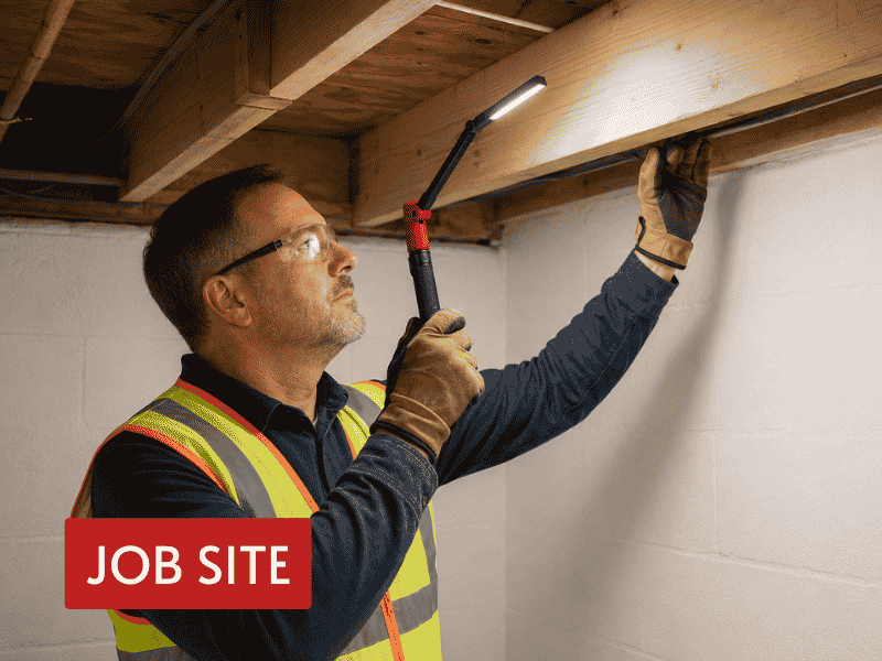 handheld led inspection light used on professional job site