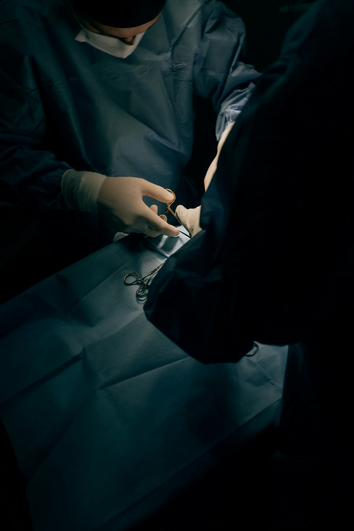 Surgical team collaborating in an operating room