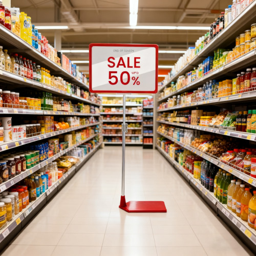 JK-3G Floor Standing Sign Holder with Plastic Base for Retail Promotions, Event Signage