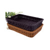 JZ-1 Rectangle Rattan Woven Plastic Basket Food Storage Organizer for Retail Produce Display