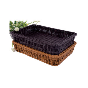 JZ-1 Rectangle Rattan Woven Plastic Basket Food Storage Organizer for Retail Produce Display
