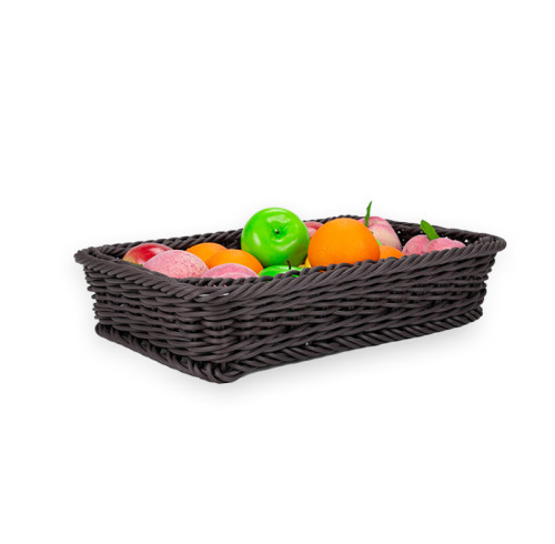 JZ-1 Rectangle Rattan Woven Plastic Basket Food Storage Organizer for Retail Produce Display