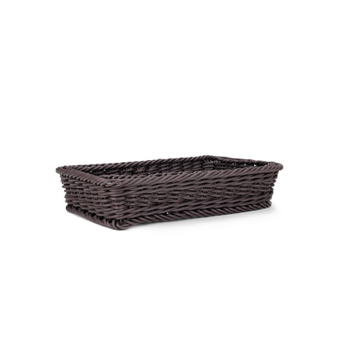JZ-1 Rectangle Rattan Woven Plastic Basket Food Storage Organizer for Retail Produce Display