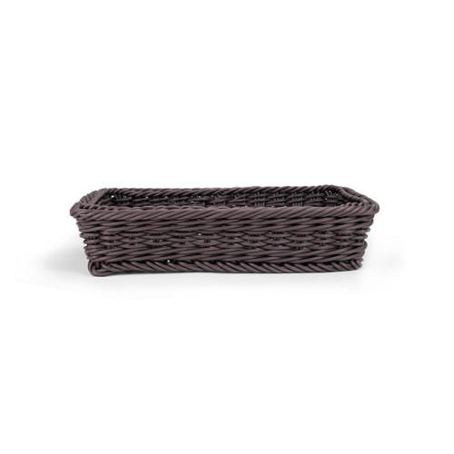 JZ-1 Rectangle Rattan Woven Plastic Basket Food Storage Organizer for Retail Produce Display