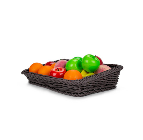 JZ-2 Trapezoid Rattan Woven Plastic Basket Food Storage Organizer for Retail Produce Display