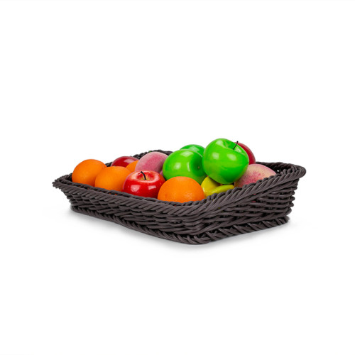 JZ-2 Trapezoid Rattan Woven Plastic Basket Food Storage Organizer for Retail Produce Display