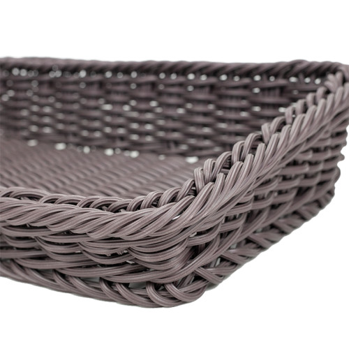 JZ-2 Trapezoid Rattan Woven Plastic Basket Food Storage Organizer for Retail Produce Display