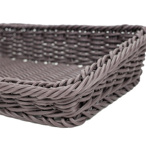 JZ-2 Trapezoid Rattan Woven Plastic Basket Food Storage Organizer for Retail Produce Display