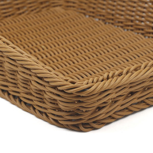 JZ-3 Trapezoid Rattan Woven Plastic Basket Food Storage Organizer for Retail Produce Display