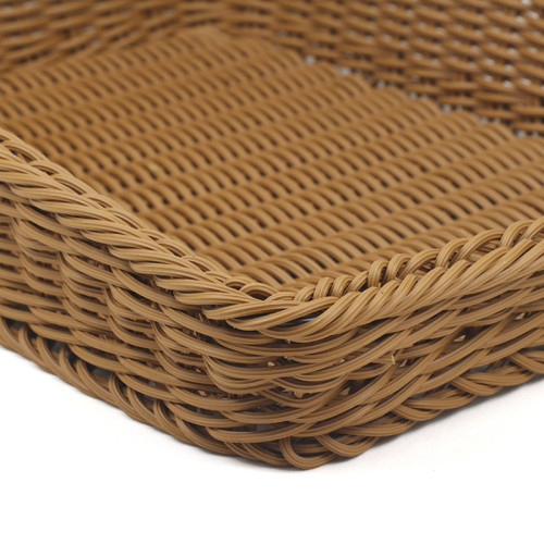 JZ-3 Trapezoid Rattan Woven Plastic Basket Food Storage Organizer for Retail Produce Display
