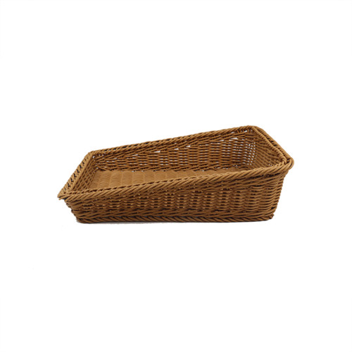 JZ-3 Trapezoid Rattan Woven Plastic Basket Food Storage Organizer for Retail Produce Display