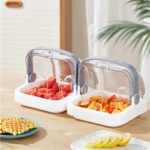 JY-60 Lid Covered Food Sampling Container with Toothpick Holder for Snacks Fruits Tasting