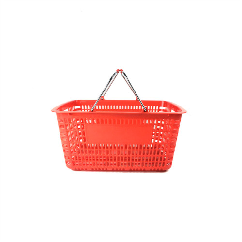 JW-2 Lightweight Reusable Plastic Shopping Basket Handheld Grocery Basket with Metal Handle