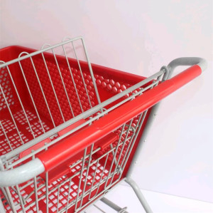 JW-8 Heavy Duty Plastic Shopping Cart Wheeled Supermarket Grocery Cart For Retail Commercial Use