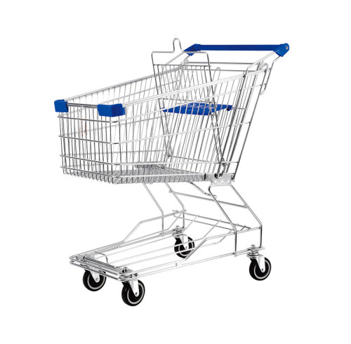 JW-7 Heavy Duty Plastic Shopping Cart Wheeled Supermarket Grocery Cart For Retail Commercial Use