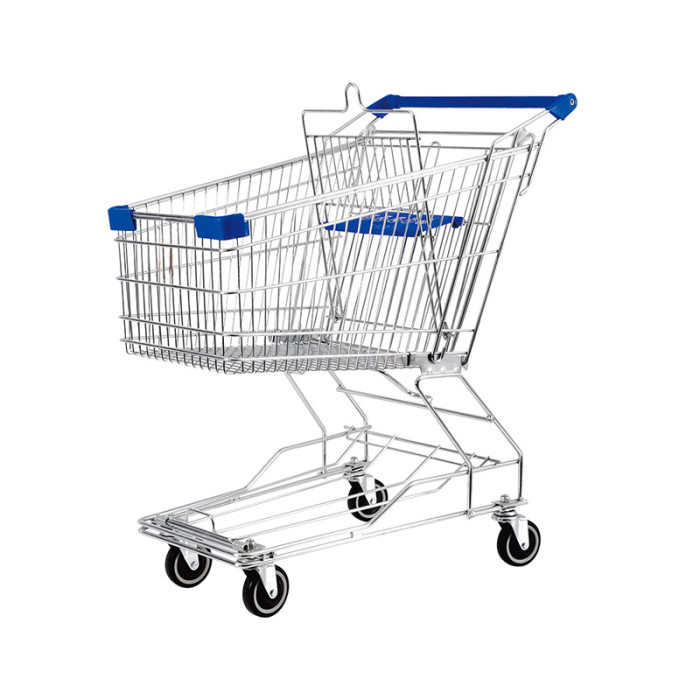 JW-7 Heavy Duty Plastic Shopping Cart Wheeled Supermarket Grocery Cart For Retail Commercial Use