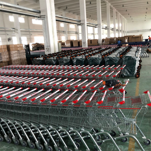 JW-7 Heavy Duty Plastic Shopping Cart Wheeled Supermarket Grocery Cart For Retail Commercial Use