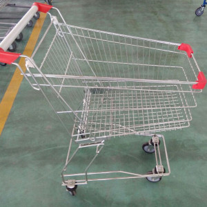 JW-7 Heavy Duty Plastic Shopping Cart Wheeled Supermarket Grocery Cart For Retail Commercial Use