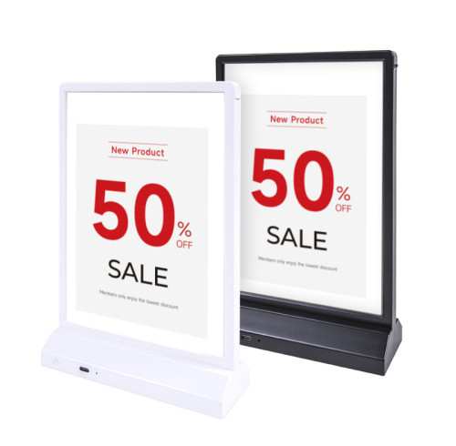 JS-30 Rechargeable LED Sign Holder for Desktop Poster Menu Advertising Display