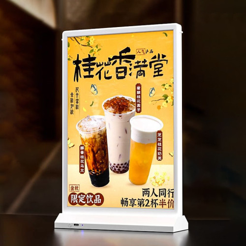 JS-30 Rechargeable LED Sign Holder for Desktop Poster Menu Advertising Display