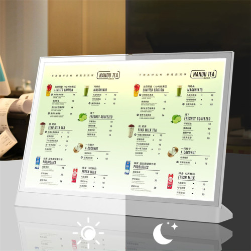 JS-32 Rechargeable LED Sign Holder for Desktop Poster Menu Advertising Display