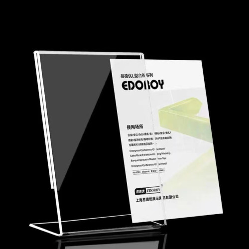 JE-2 Vertical L Shaped Acrylic Sign Holder Desktop Display Stand for Retail Price Tag Display