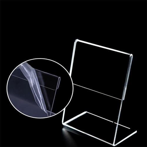 JE-2 Vertical L Shaped Acrylic Sign Holder Desktop Display Stand for Retail Price Tag Display