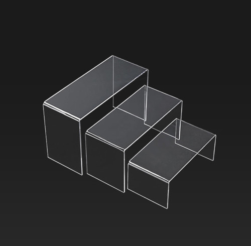 JE-31 Clear Acrylic Display Risers Tiered Stand for Collectibles Cosmetics Retail Showcase