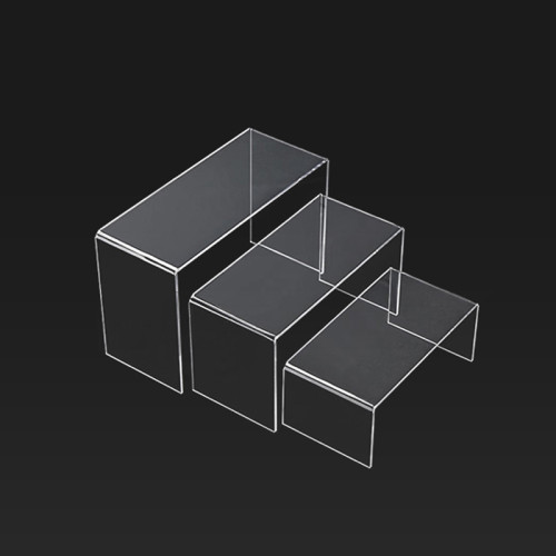 JE-31 Clear Acrylic Display Risers Tiered Stand for Collectibles Cosmetics Retail Showcase