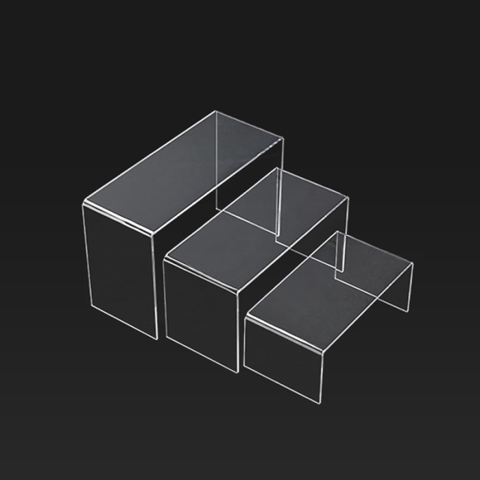 JE-31 Clear Acrylic Display Risers Tiered Stand for Collectibles Cosmetics Retail Showcase