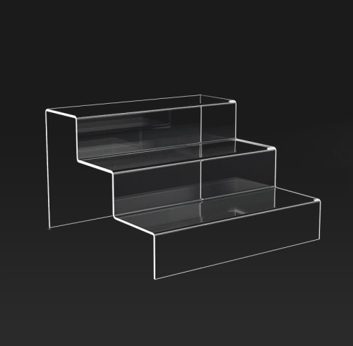 JE-32 Clear Acrylic Display Risers Tiered Stand for Collectibles Cosmetics Retail Showcase
